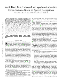 AudioFool: Fast, Universal and synchronization-free Cross-Domain Attack
  on Speech Recognition