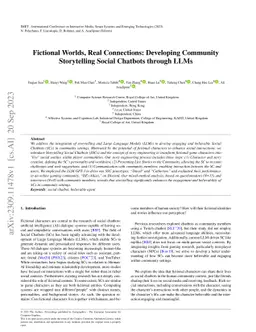 Fictional Worlds, Real Connections: Developing Community Storytelling
  Social Chatbots through LLMs