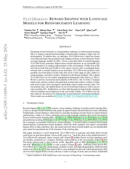 Text2Reward: Reward Shaping with Language Models for Reinforcement
  Learning