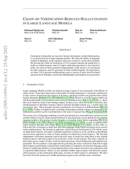 Chain-of-Verification Reduces Hallucination in Large Language Models