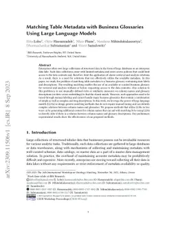 Matching Table Metadata with Business Glossaries Using Large Language
  Models