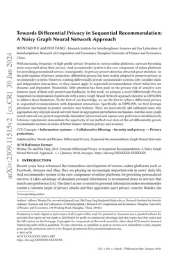 Towards Differential Privacy in Sequential Recommendation: A Noisy Graph
  Neural Network Approach