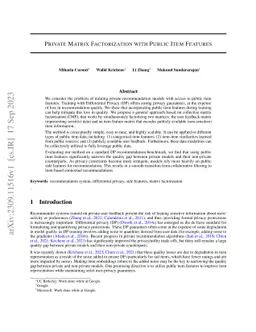Private Matrix Factorization with Public Item Features