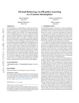 Ad-load Balancing via Off-policy Learning in a Content Marketplace
