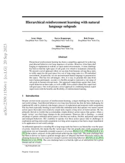 Hierarchical reinforcement learning with natural language subgoals