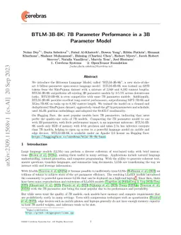 BTLM-3B-8K: 7B Parameter Performance in a 3B Parameter Model