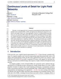Continuous Levels of Detail for Light Field Networks