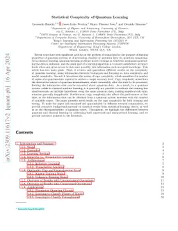 Statistical Complexity of Quantum Learning