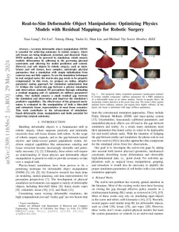 Real-to-Sim Deformable Object Manipulation: Optimizing Physics Models
  with Residual Mappings for Robotic Surgery