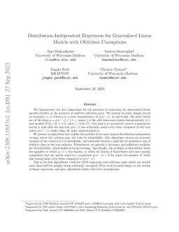 Distribution-Independent Regression for Generalized Linear Models with
  Oblivious Corruptions
