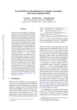 Towards Effective Disambiguation for Machine Translation with Large
  Language Models