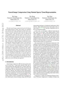 Neural Image Compression Using Masked Sparse Visual Representation