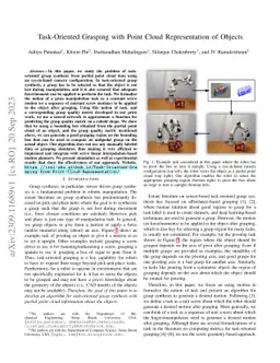 Task-Oriented Grasping with Point Cloud Representation of Objects