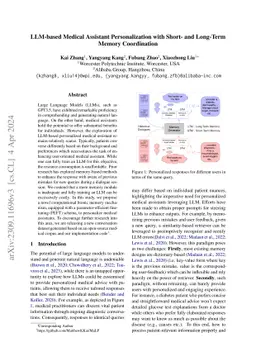 LLM-based Medical Assistant Personalization with Short- and Long-Term
  Memory Coordination