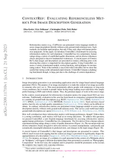ContextRef: Evaluating Referenceless Metrics For Image Description
  Generation