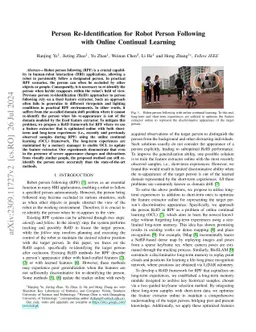 Person Re-Identification for Robot Person Following with Online
  Continual Learning