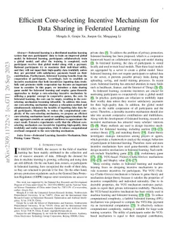 Efficient Core-selecting Incentive Mechanism for Data Sharing in
  Federated Learning