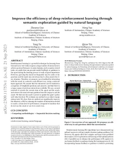 Improve the efficiency of deep reinforcement learning through semantic
  exploration guided by natural language