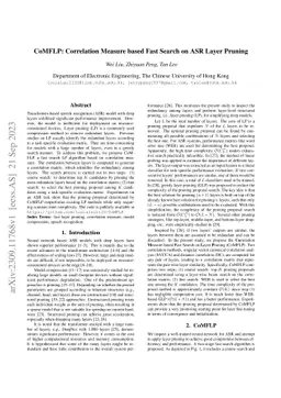 CoMFLP: Correlation Measure based Fast Search on ASR Layer Pruning