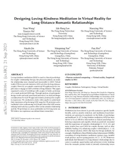 Designing Loving-Kindness Meditation in Virtual Reality for
  Long-Distance Romantic Relationships