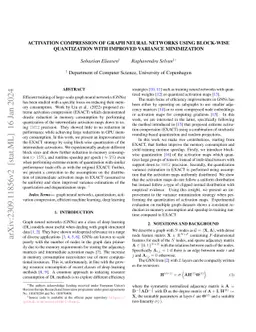 Activation Compression of Graph Neural Networks using Block-wise
  Quantization with Improved Variance Minimization