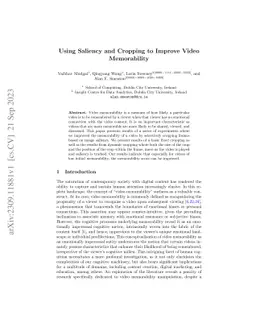 Using Saliency and Cropping to Improve Video Memorability