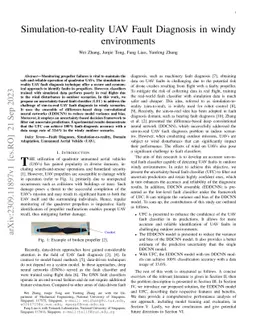 Simulation-to-reality UAV Fault Diagnosis in windy environments