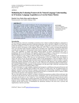 Rethinking the Evaluating Framework for Natural Language Understanding
  in AI Systems: Language Acquisition as a Core for Future Metrics