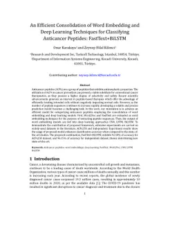 An Efficient Consolidation of Word Embedding and Deep Learning
  Techniques for Classifying Anticancer Peptides: FastText+BiLSTM