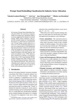 Prompt Tuned Embedding Classification for Multi-Label Industry Sector
  Allocation