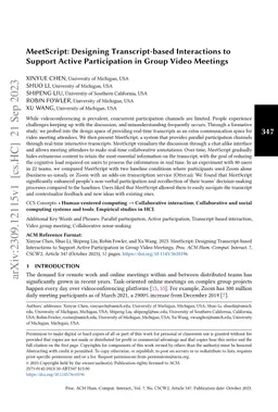 MeetScript: Designing Transcript-based Interactions to Support Active
  Participation in Group Video Meetings