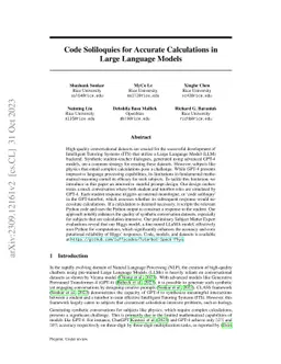 Code Soliloquies for Accurate Calculations in Large Language Models