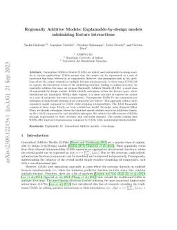 Regionally Additive Models: Explainable-by-design models minimizing
  feature interactions