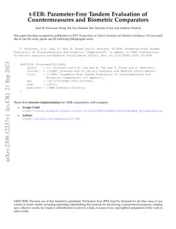 t-EER: Parameter-Free Tandem Evaluation of Countermeasures and Biometric
  Comparators