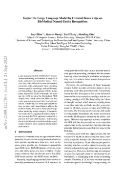 Inspire the Large Language Model by External Knowledge on BioMedical
  Named Entity Recognition