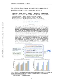 MetaMath: Bootstrap Your Own Mathematical Questions for Large Language
  Models