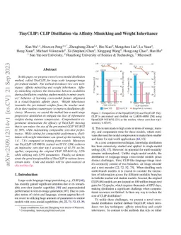 TinyCLIP: CLIP Distillation via Affinity Mimicking and Weight
  Inheritance