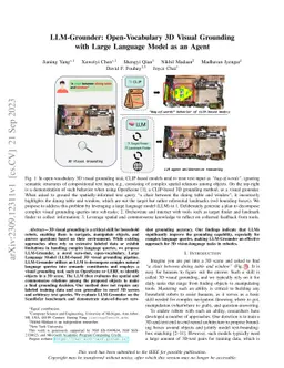 LLM-Grounder: Open-Vocabulary 3D Visual Grounding with Large Language
  Model as an Agent