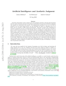 Artificial Intelligence and Aesthetic Judgment