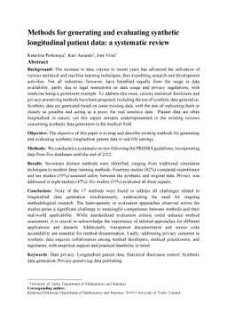 Methods for generating and evaluating synthetic longitudinal patient
  data: a systematic review