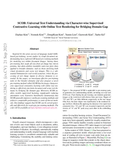SCOB: Universal Text Understanding via Character-wise Supervised
  Contrastive Learning with Online Text Rendering for Bridging Domain Gap