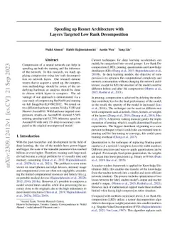 Speeding up Resnet Architecture with Layers Targeted Low Rank
  Decomposition