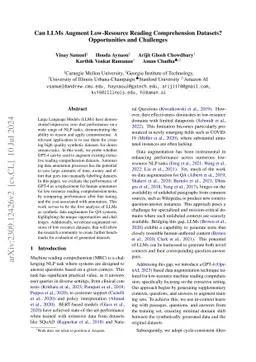 Can LLMs Augment Low-Resource Reading Comprehension Datasets?
  Opportunities and Challenges