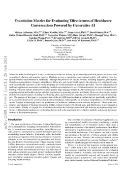 Foundation Metrics for Evaluating Effectiveness of Healthcare
  Conversations Powered by Generative AI