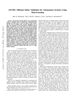 SAVME: Efficient Safety Validation for Autonomous Systems Using
  Meta-Learning