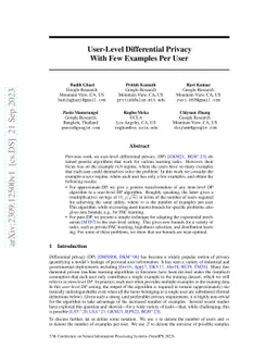 User-Level Differential Privacy With Few Examples Per User