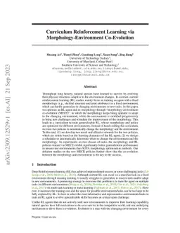 Curriculum Reinforcement Learning via Morphology-Environment
  Co-Evolution