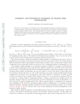 Stability and Statistical Inversion of Travel time Tomography