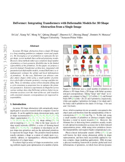 DeFormer: Integrating Transformers with Deformable Models for 3D Shape
  Abstraction from a Single Image