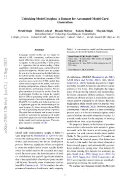 Unlocking Model Insights: A Dataset for Automated Model Card Generation